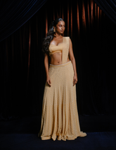 SAMPLE: Avanti Nude Embroidered Wide Leg Co-Od