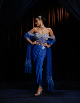 SAMPLE: Kim Blue Corset Dhoti Lehenga Embroidered Co-Od