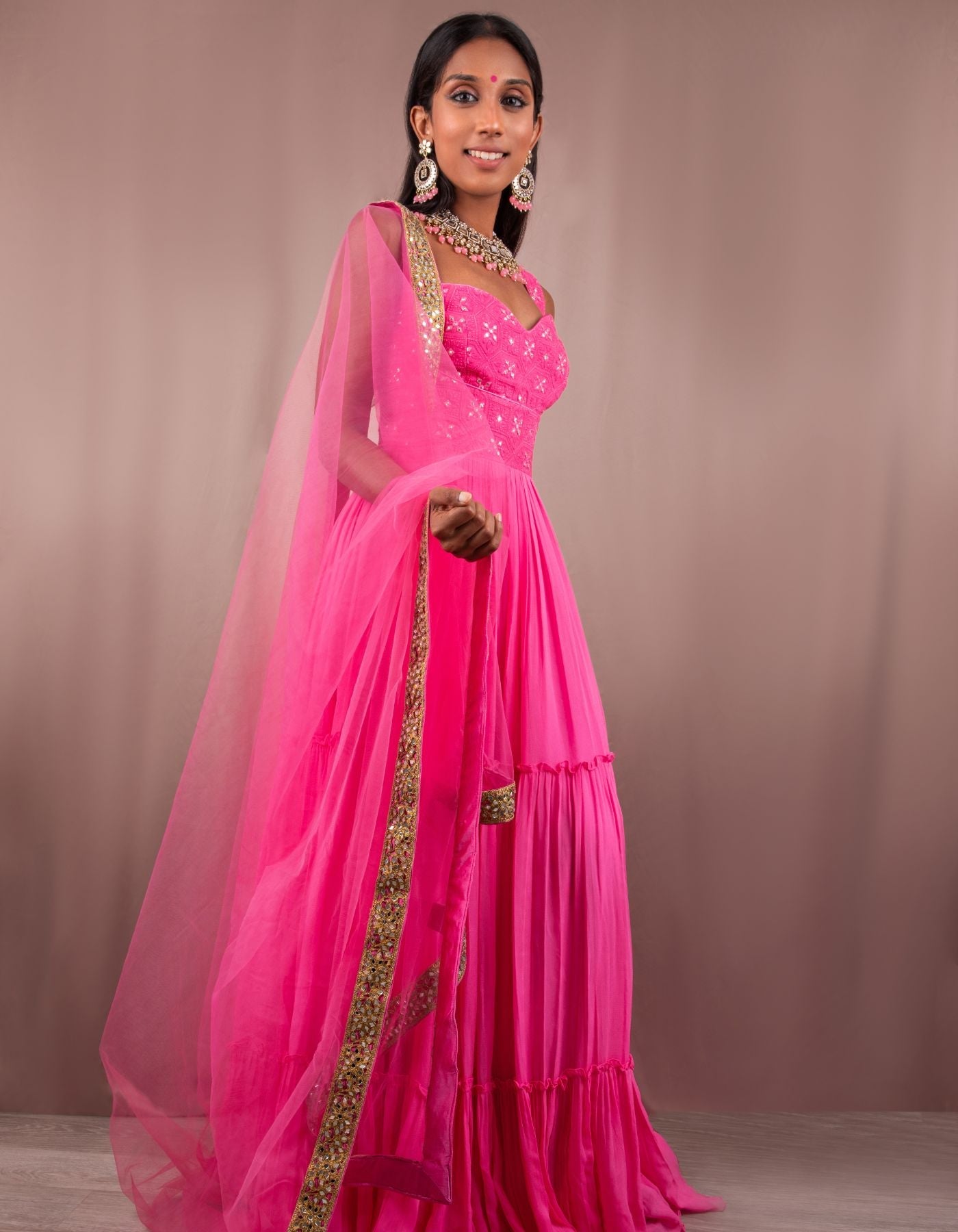 Ranii Pink Ruched Anarkali