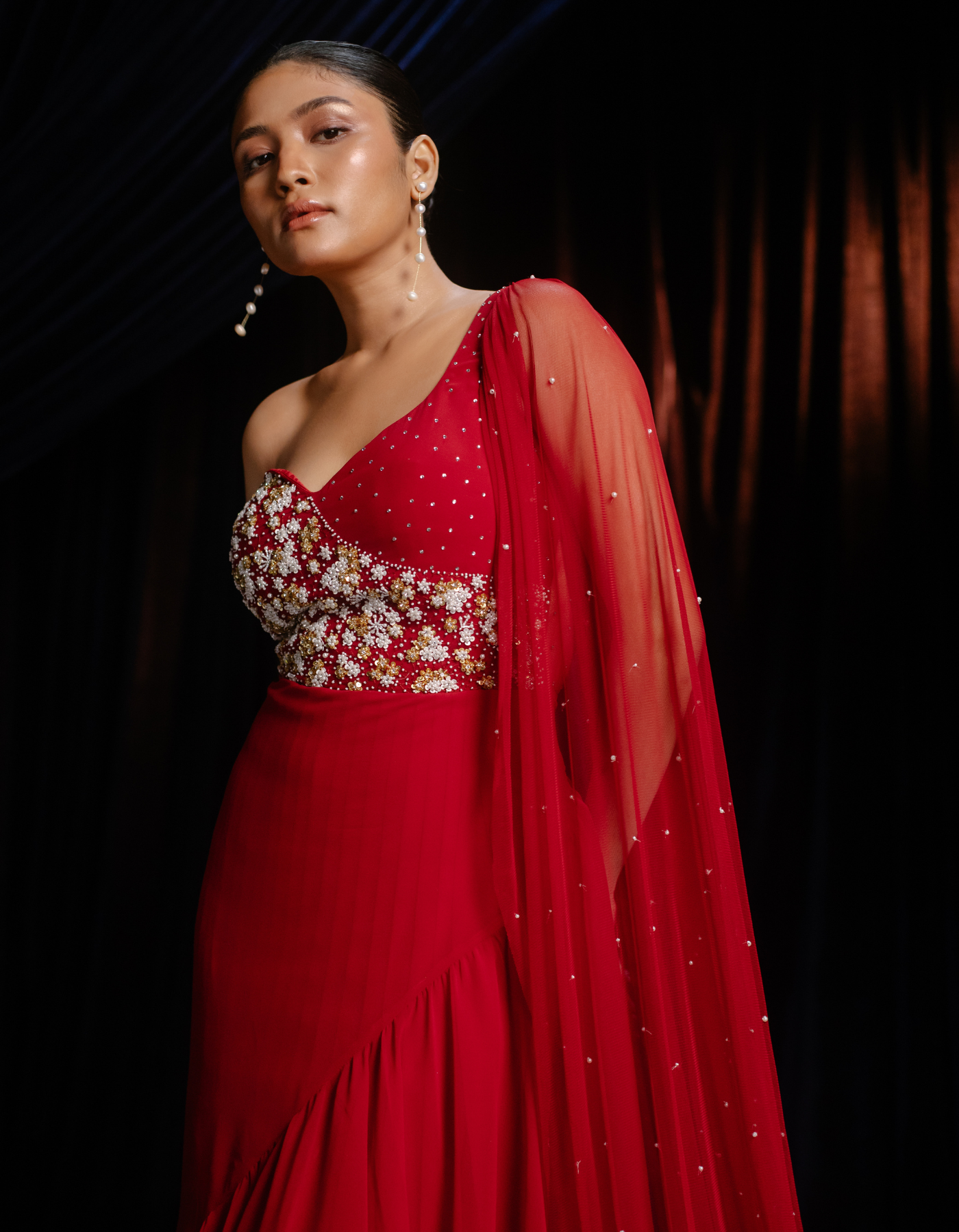 Reya Red Sweetheart Saree Gown
