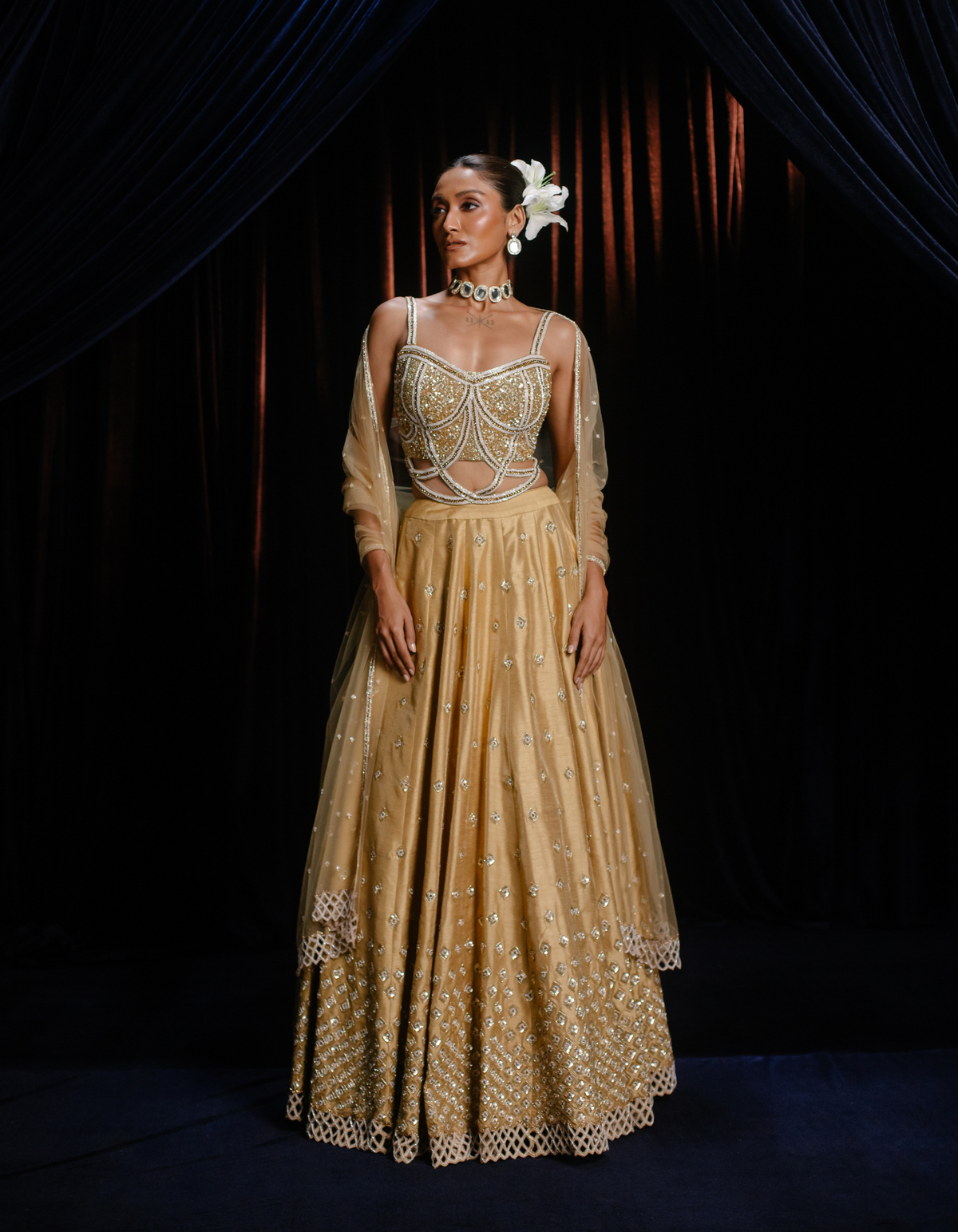 Sita Gold Cut Work Embroidered Lehenga