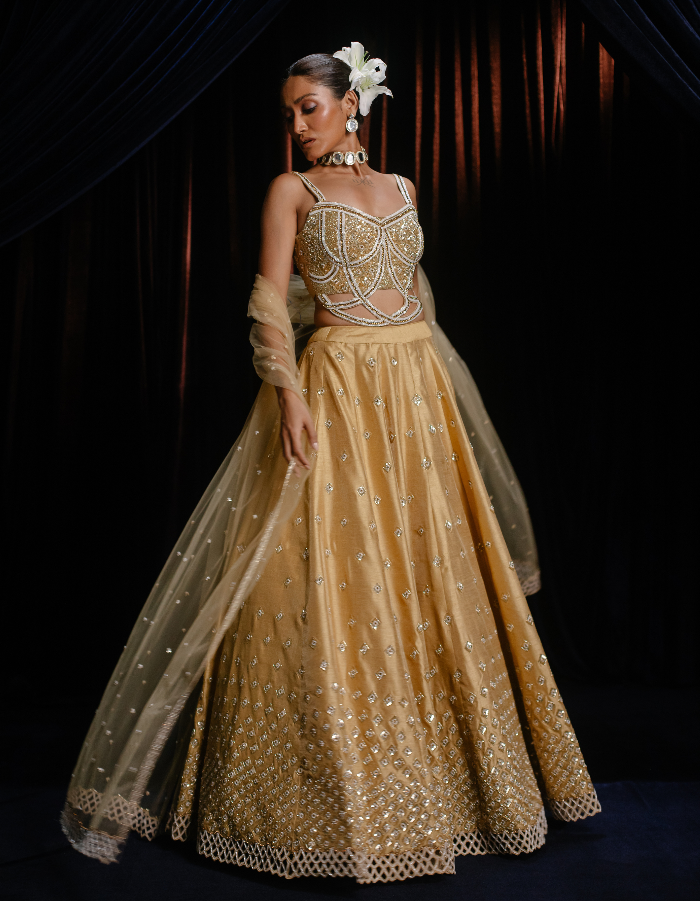 Sita Gold Cut Work Embroidered Lehenga