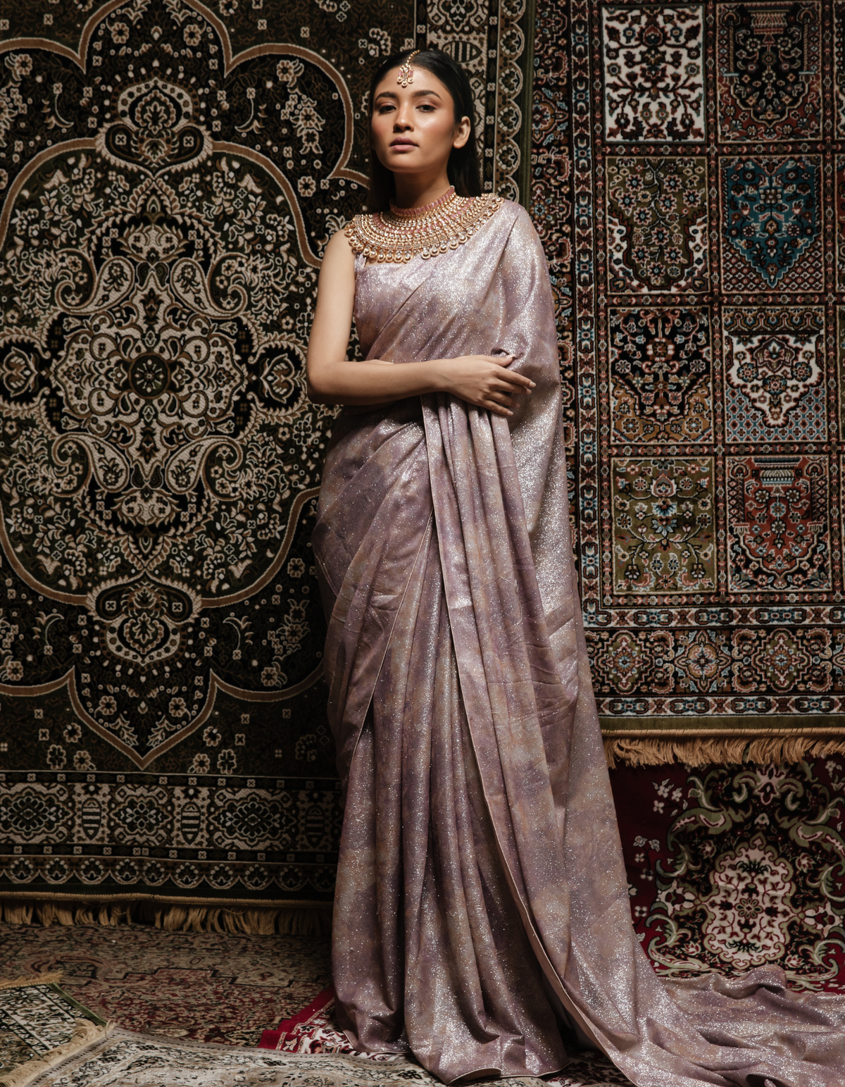 Sample Sale: Lilly Lilac Glitter Saree