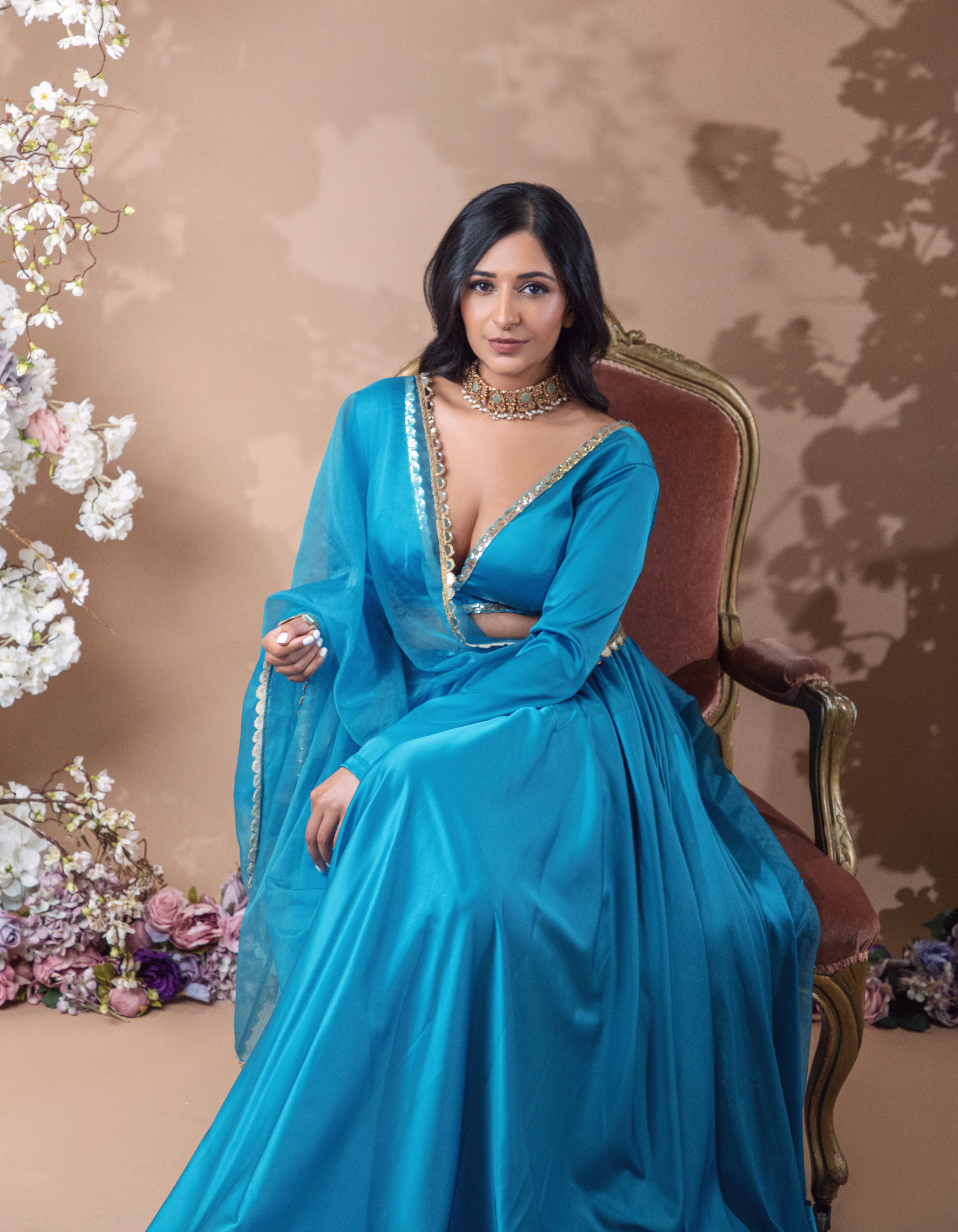 Cosmo Blue Satin Lehenga