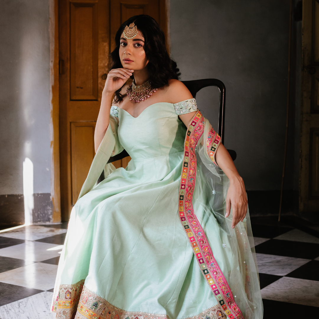 Pista Green Signature Anarkali