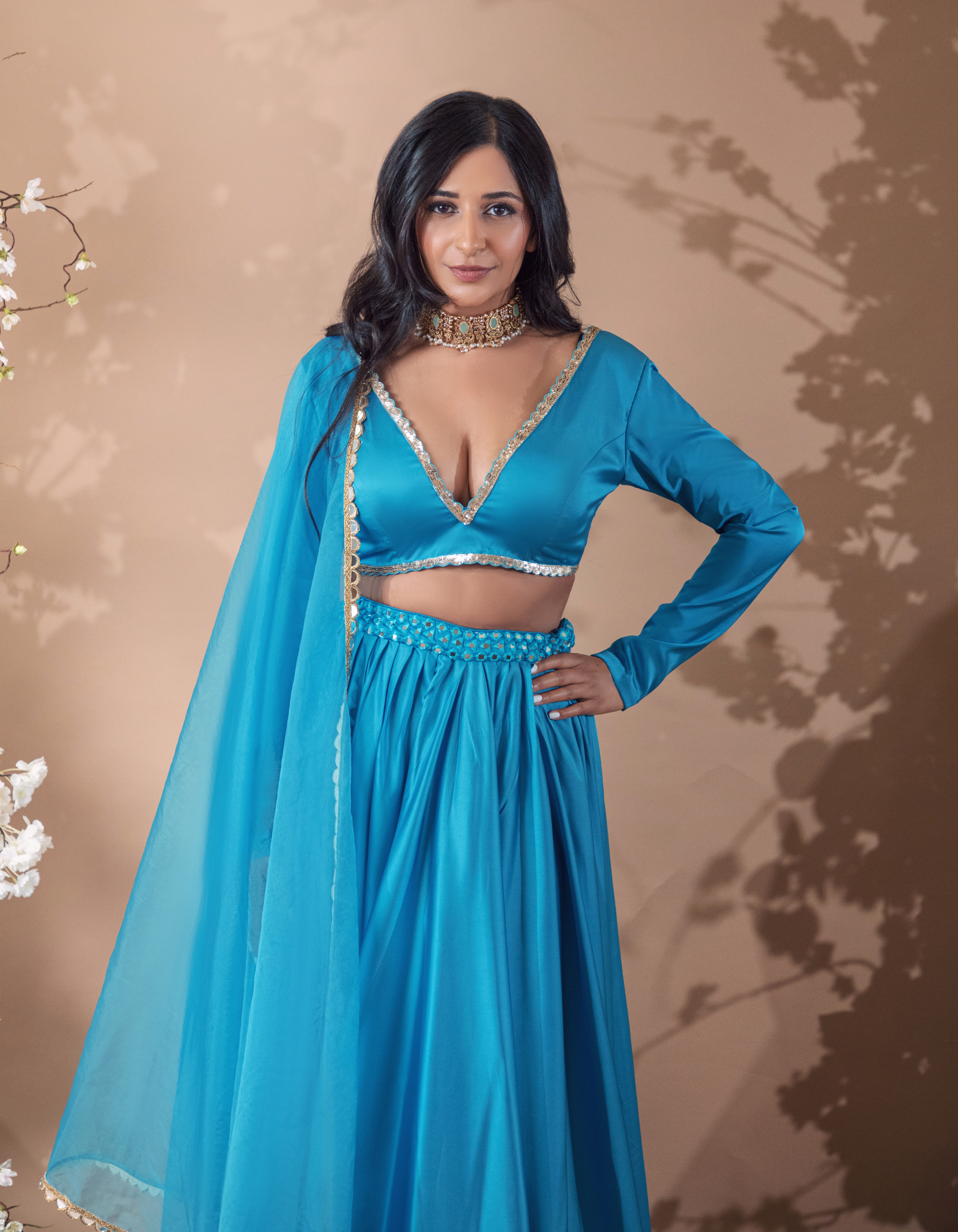 Cosmo Blue Satin Lehenga