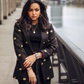 Lotus Embroidered Black Blazer