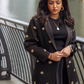 Lotus Embroidered Black Blazer