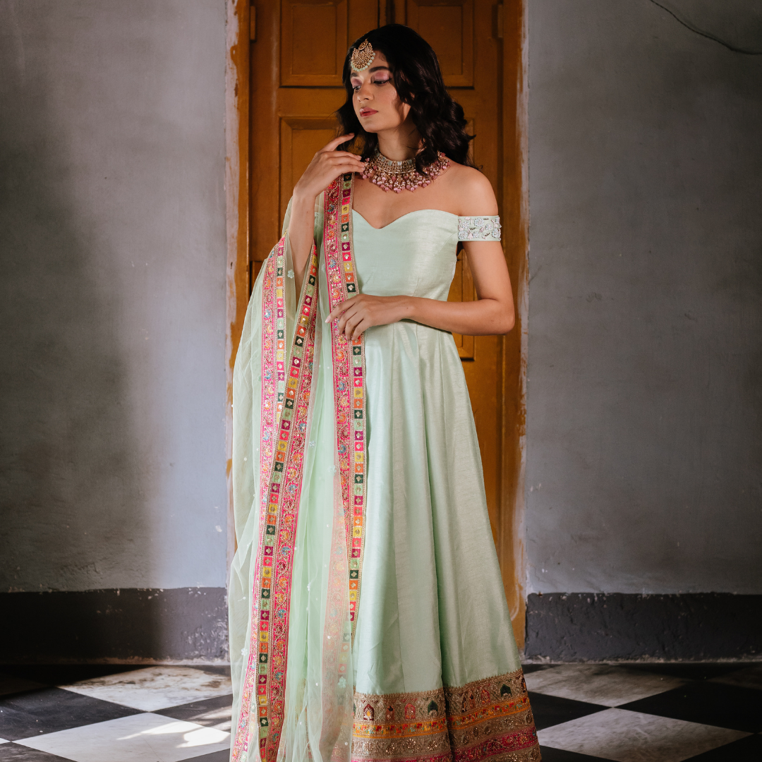 Pista Green Signature Anarkali