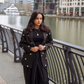 Lotus Embroidered Black Blazer