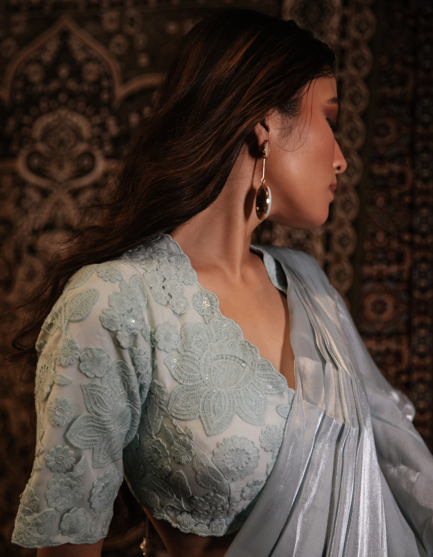 Gisele Baby Blue Ruffle Saree