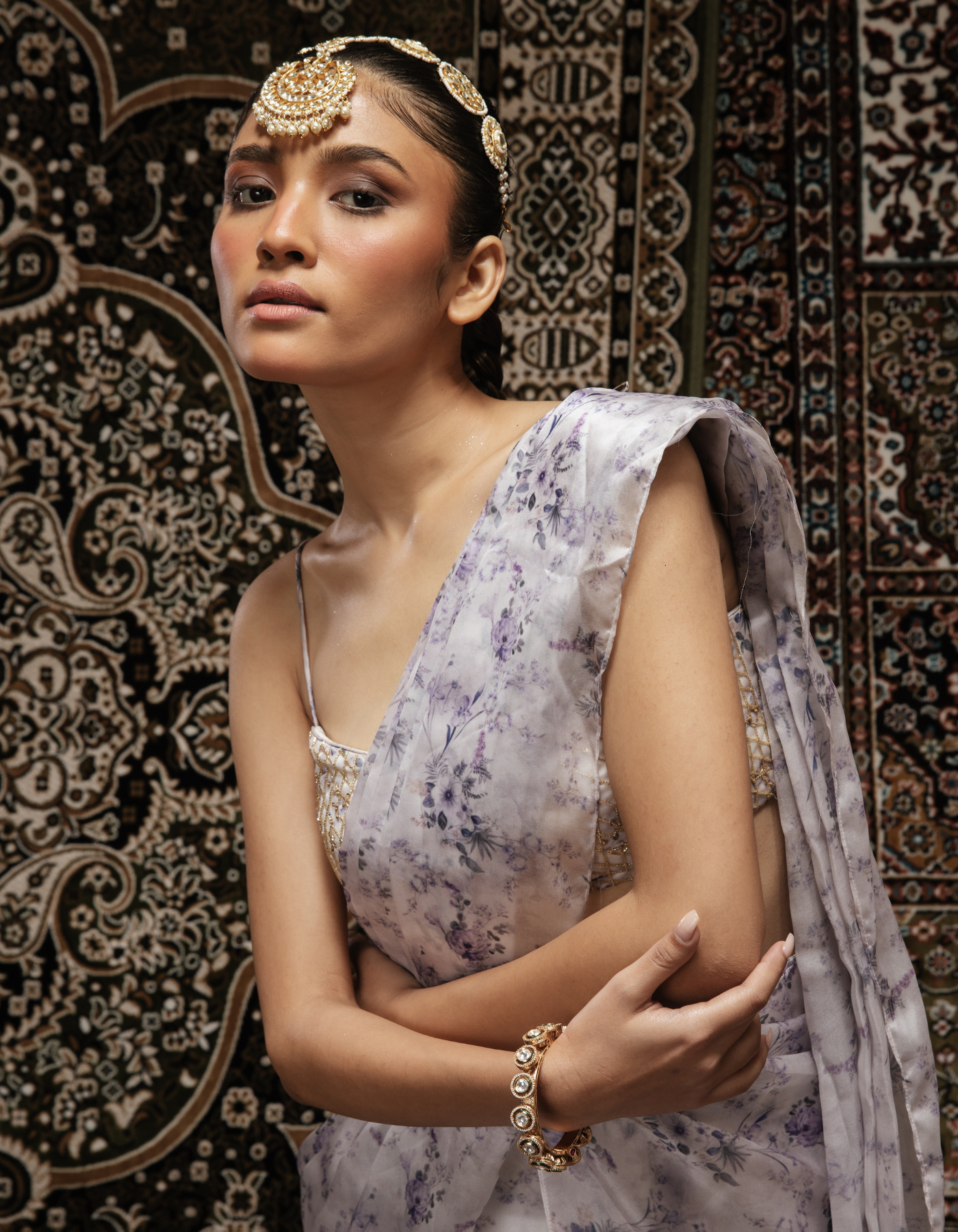 Sample Sale: Flora Organza Print Embroidered Saree