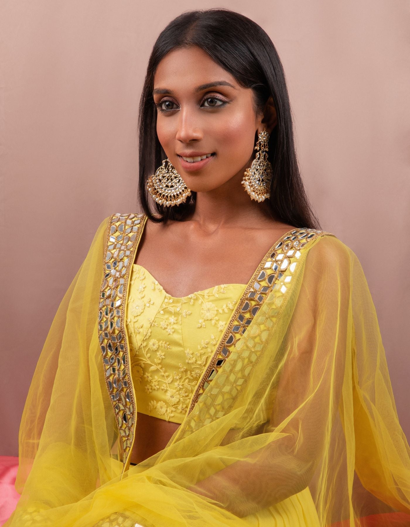 Sonny Ruched Yellow Lehenga