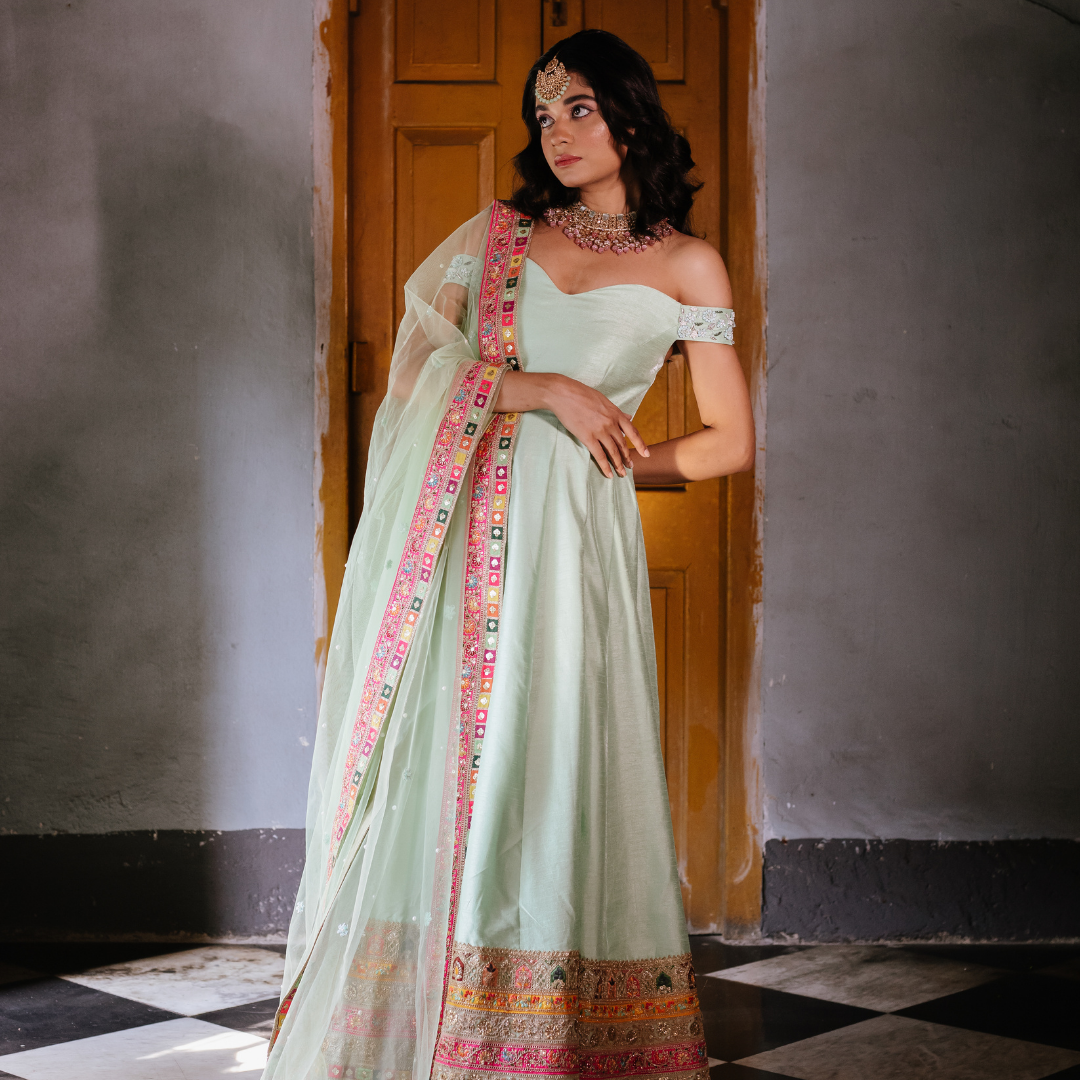 Pista Green Signature Anarkali