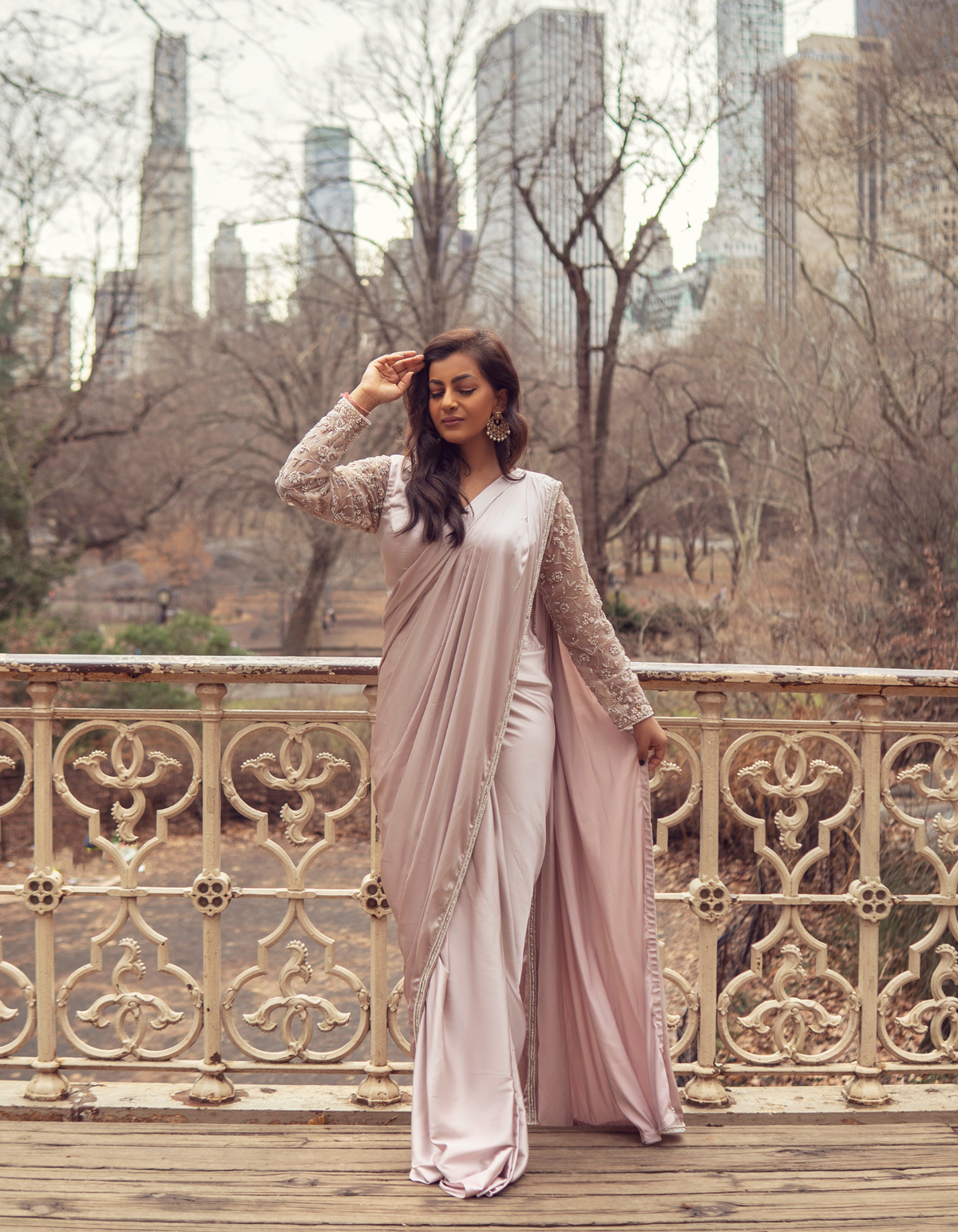 Sample Sale: Aria Satin Pre-Pleated Saree