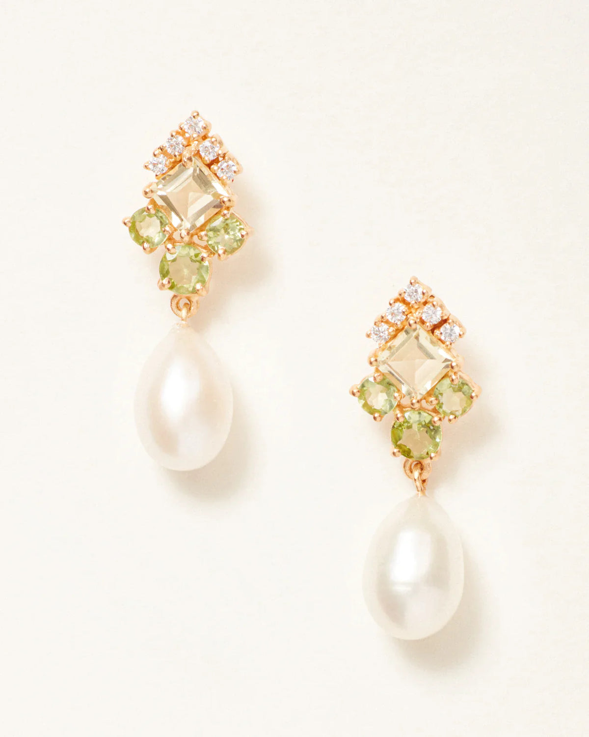 Tara Pearl Drop Peridot Lemon & Cubic Zirconia Earring