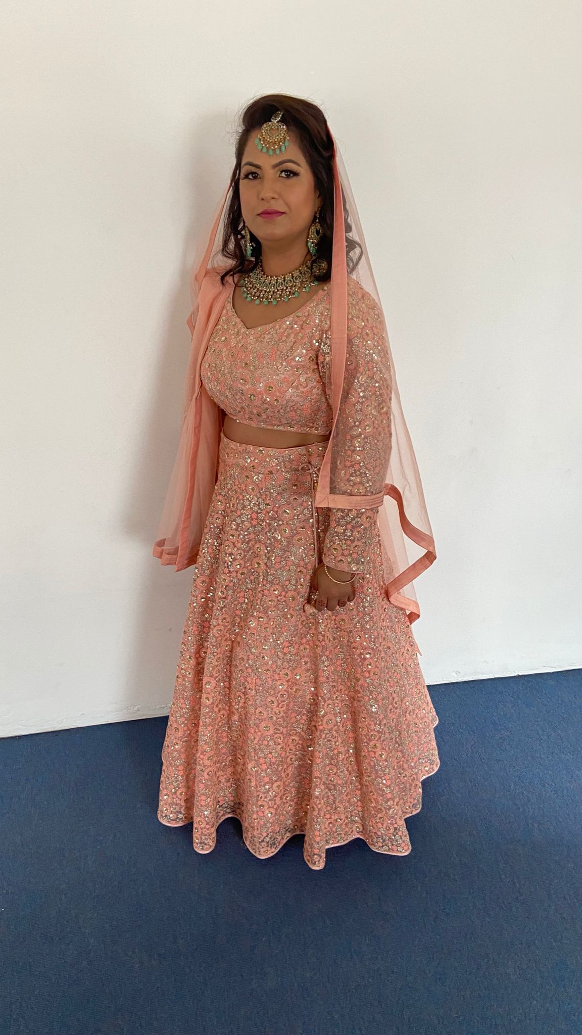 Sample Sale: Peach Floral Lehenga