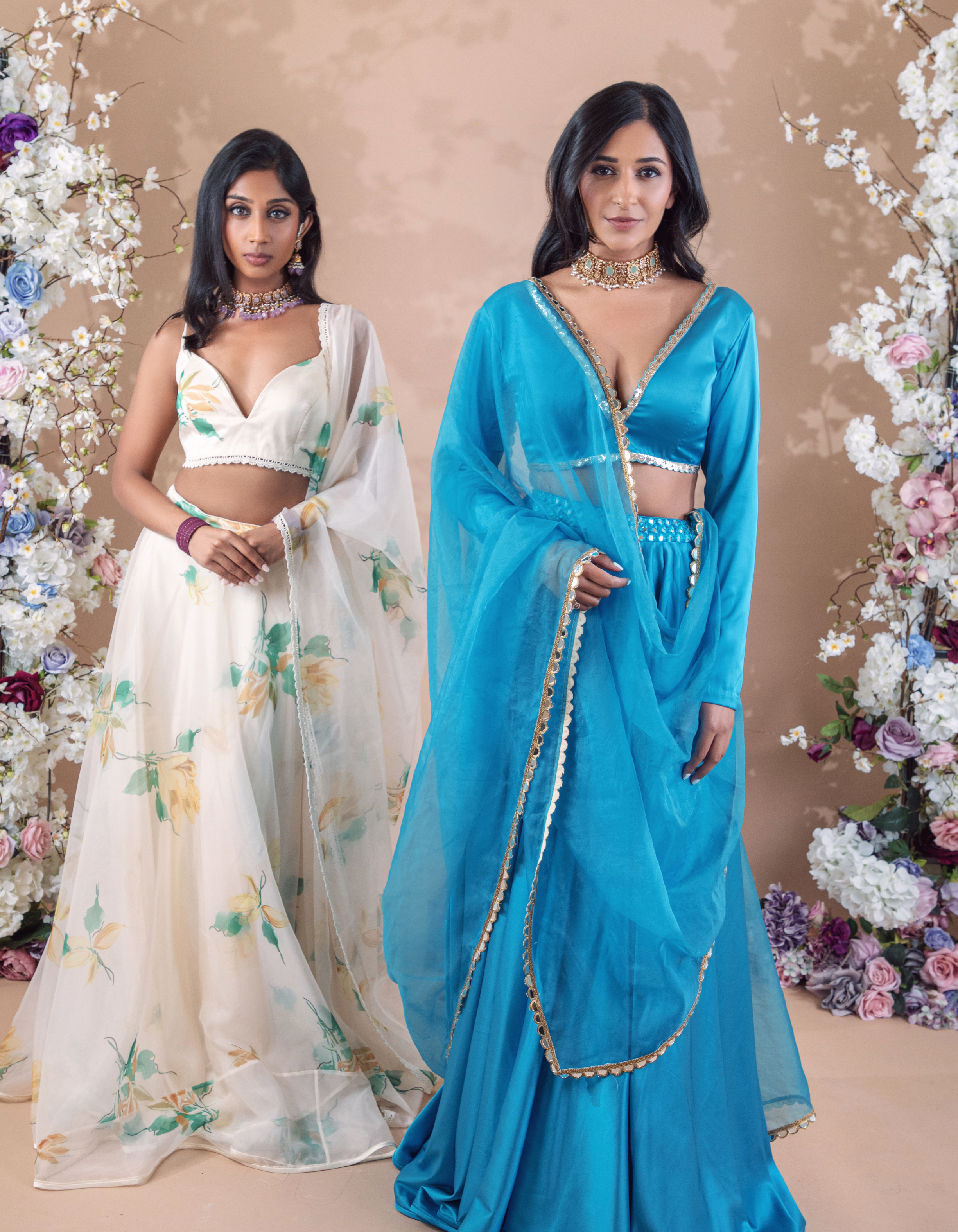 Sample Sale: Cosmo Blue Satin Lehenga