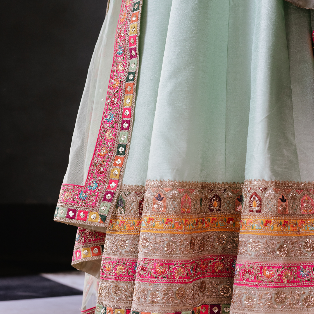 Pista Green Signature Anarkali