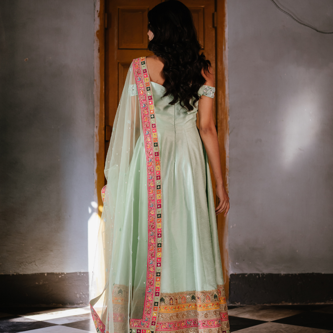 Pista Green Signature Anarkali