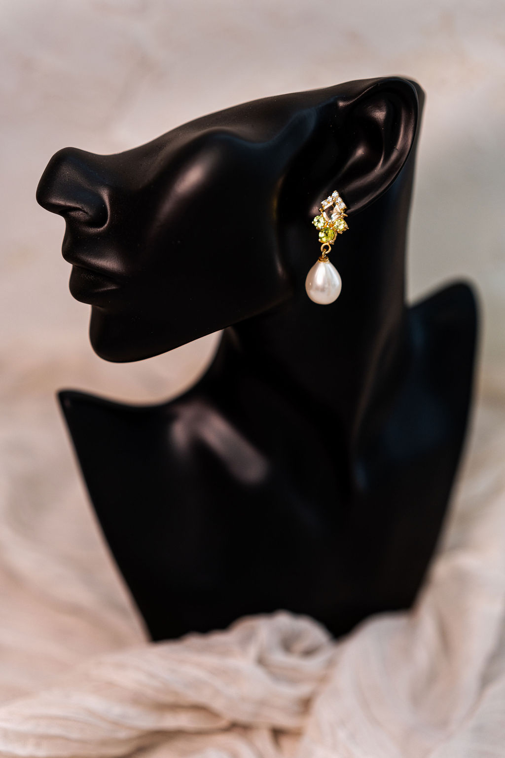 Tara Pearl Drop Peridot Lemon & Cubic Zirconia Earring
