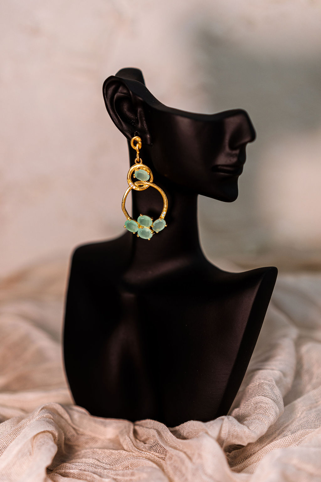 Noorie Aqua Chalcedony Dangling Circle Earring