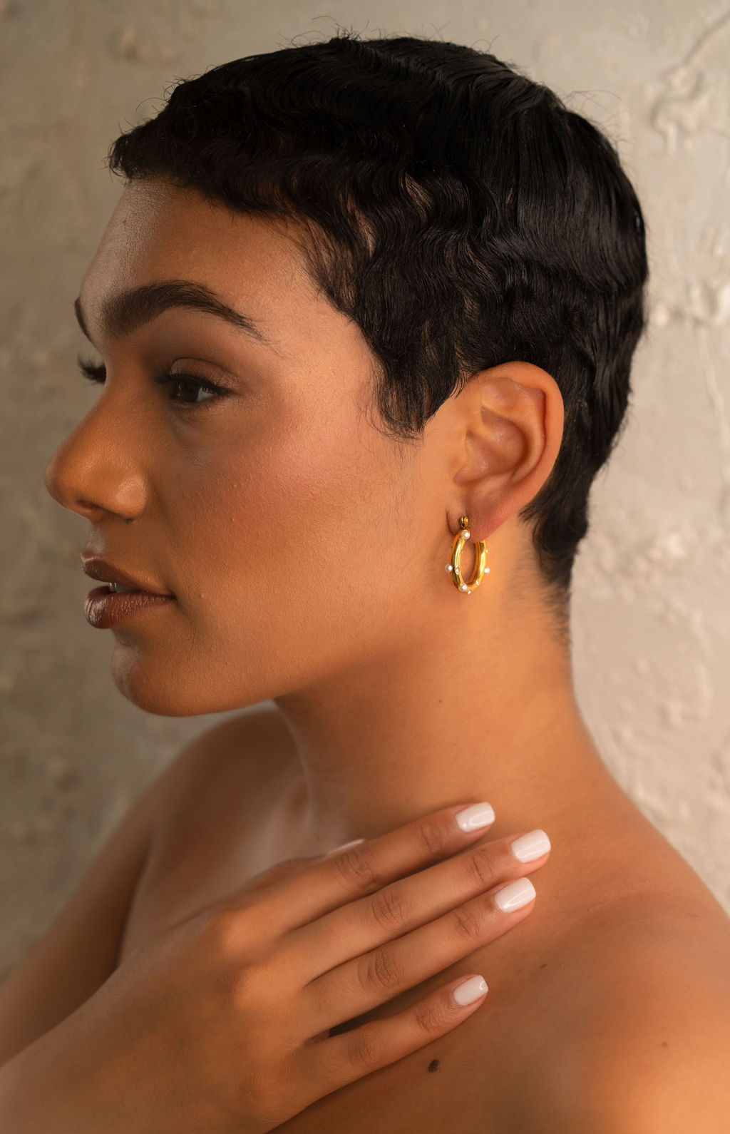 Sam Zircon Pearl Hoop Earrings