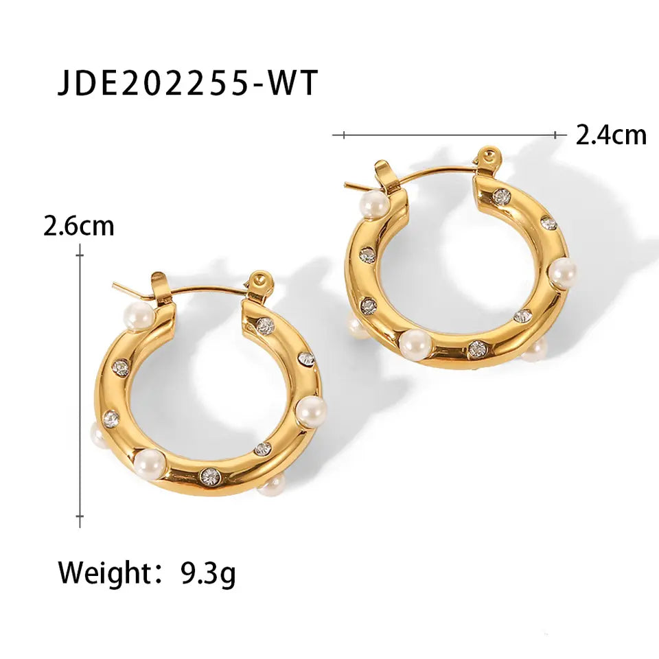 Sam Zircon Pearl Hoop Earrings