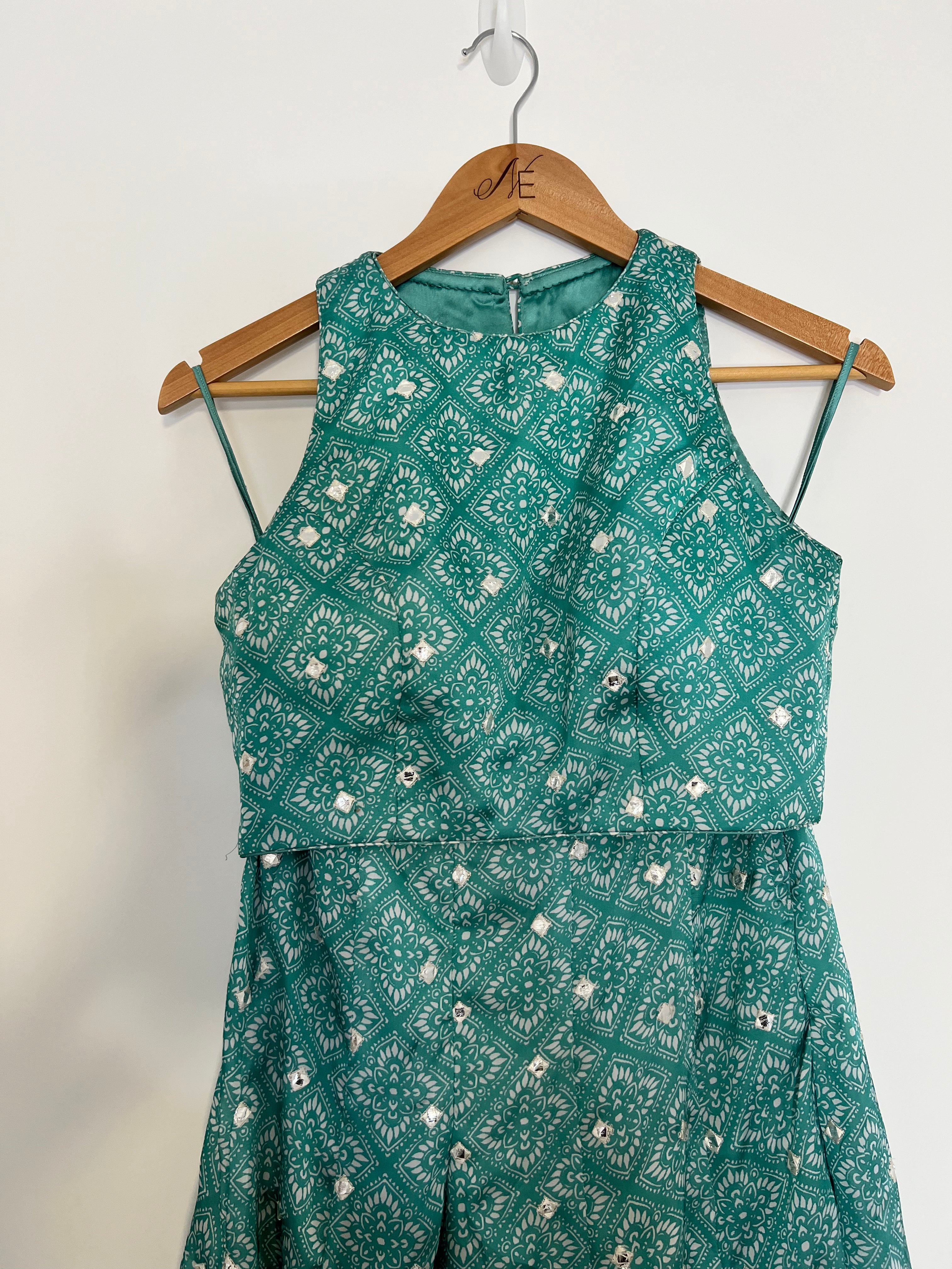 Teal Indian Printed Corset Co-Od