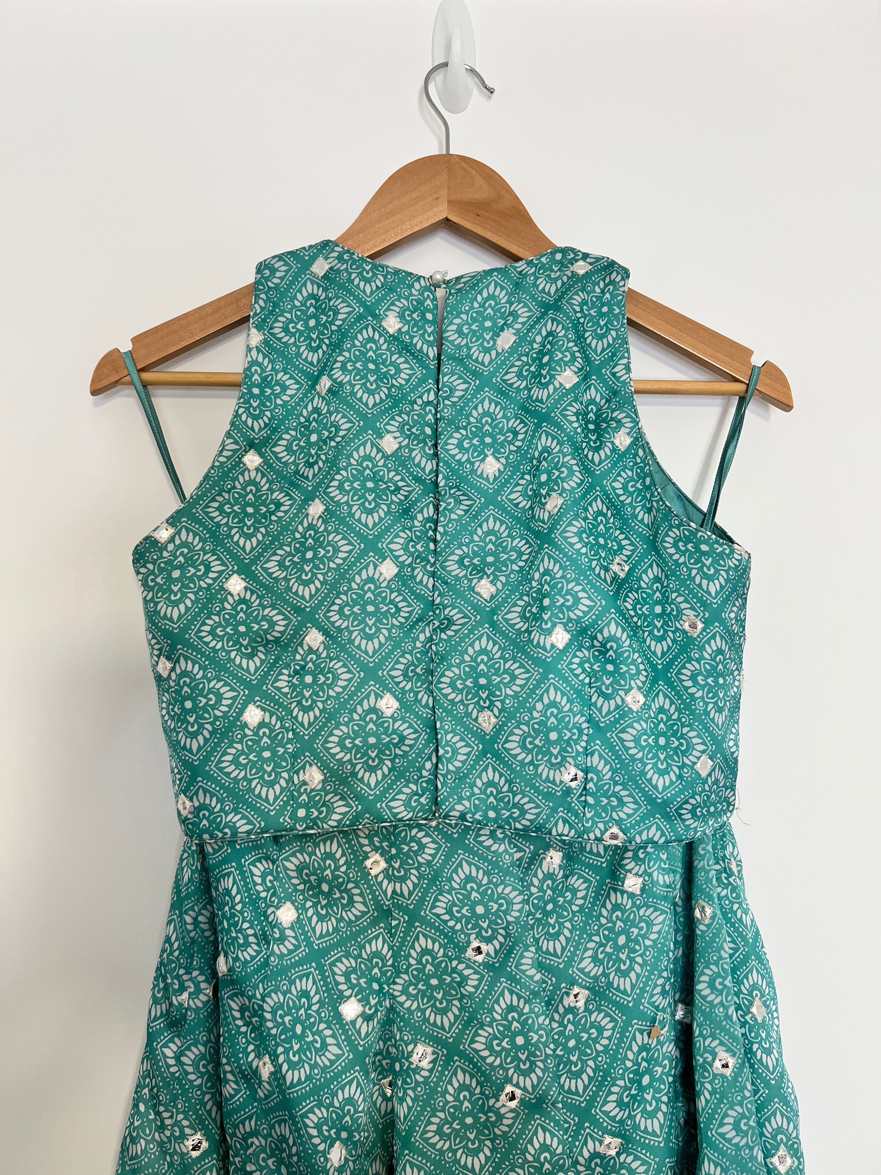 Teal Indian Printed Corset Co-Od