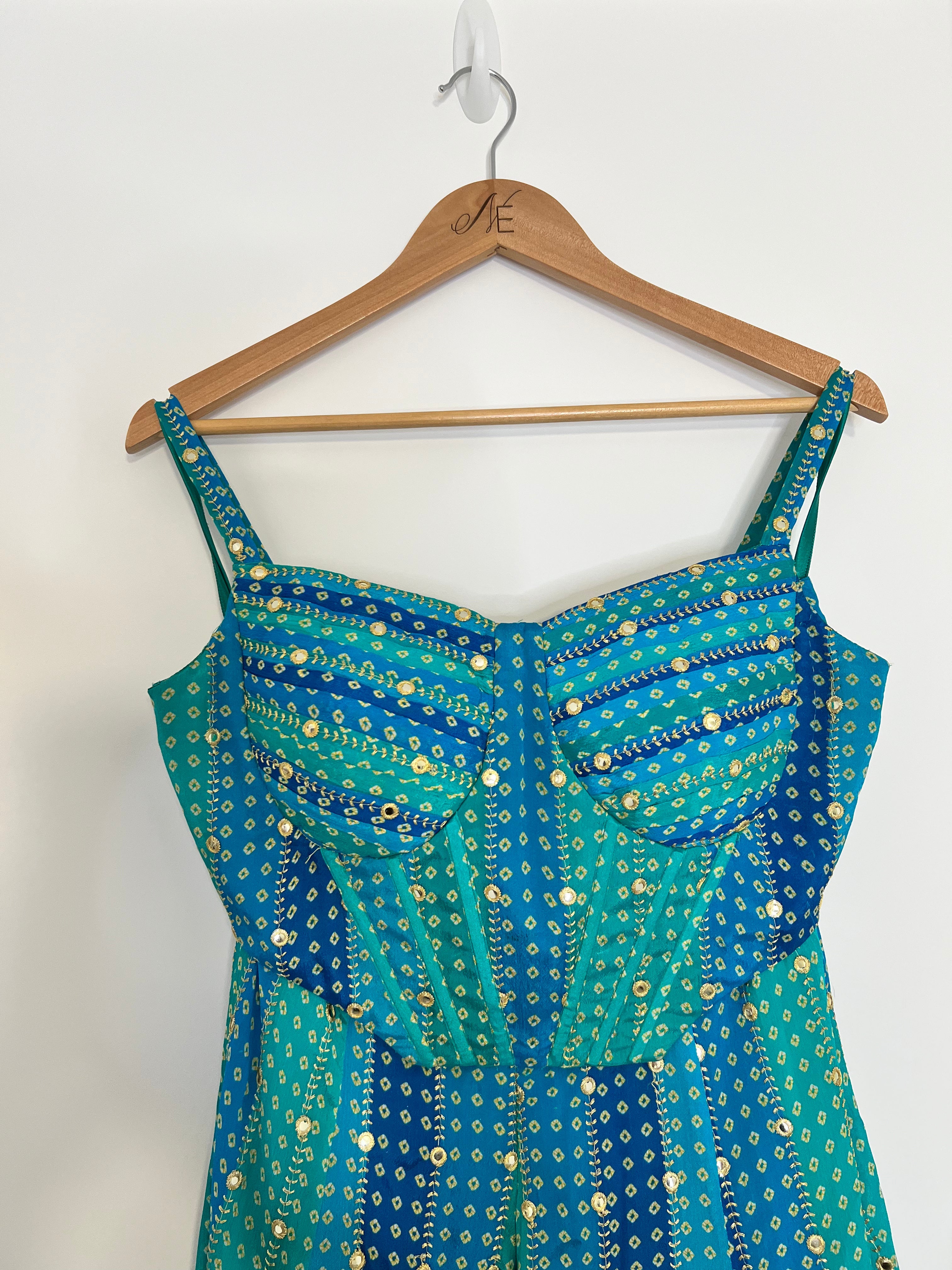 Multi Blue Bhandani Corset Co-Od