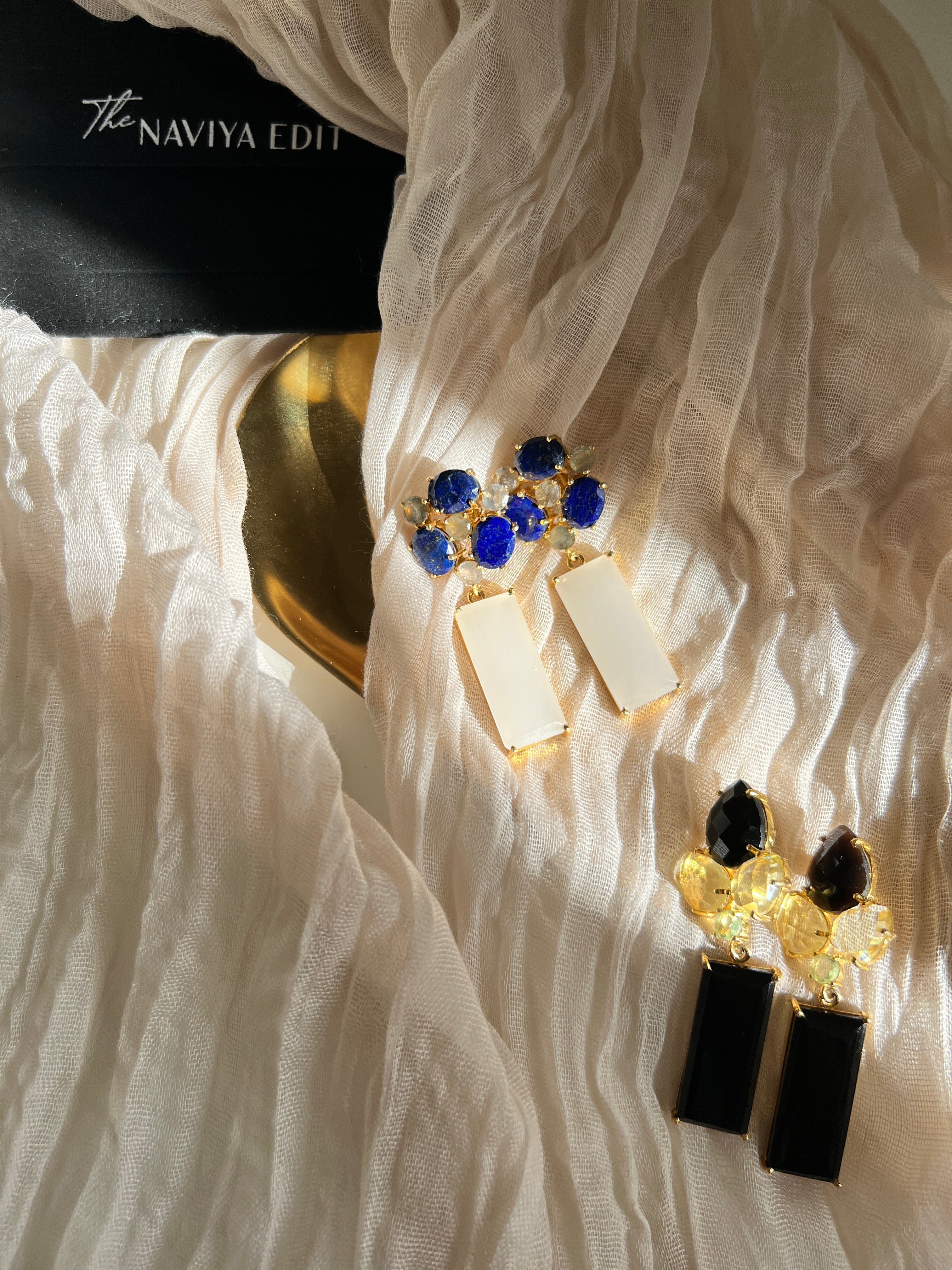 Indiya Moonstone Lapis & Labradorite Drop Earrings