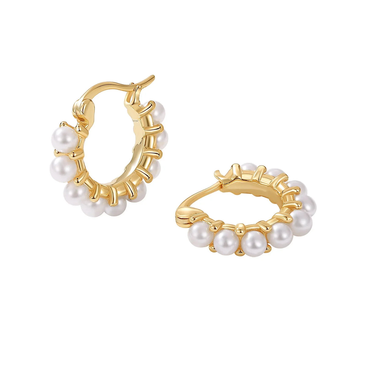 Alice Geometry Pearl Huggies Earrings