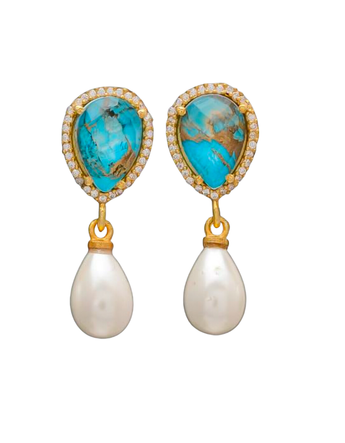 Victoria Turquoise Peal Drop Earrings