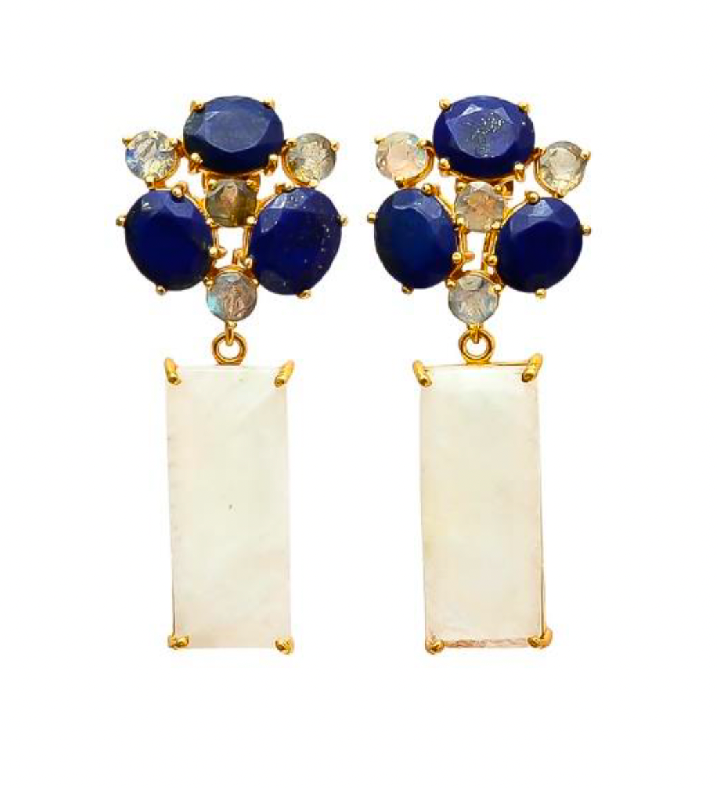 Indiya Moonstone Lapis & Labradorite Drop Earrings