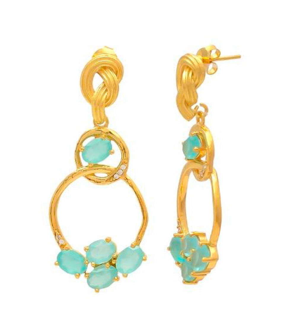 Noorie Aqua Chalcedony Dangling Circle Earring