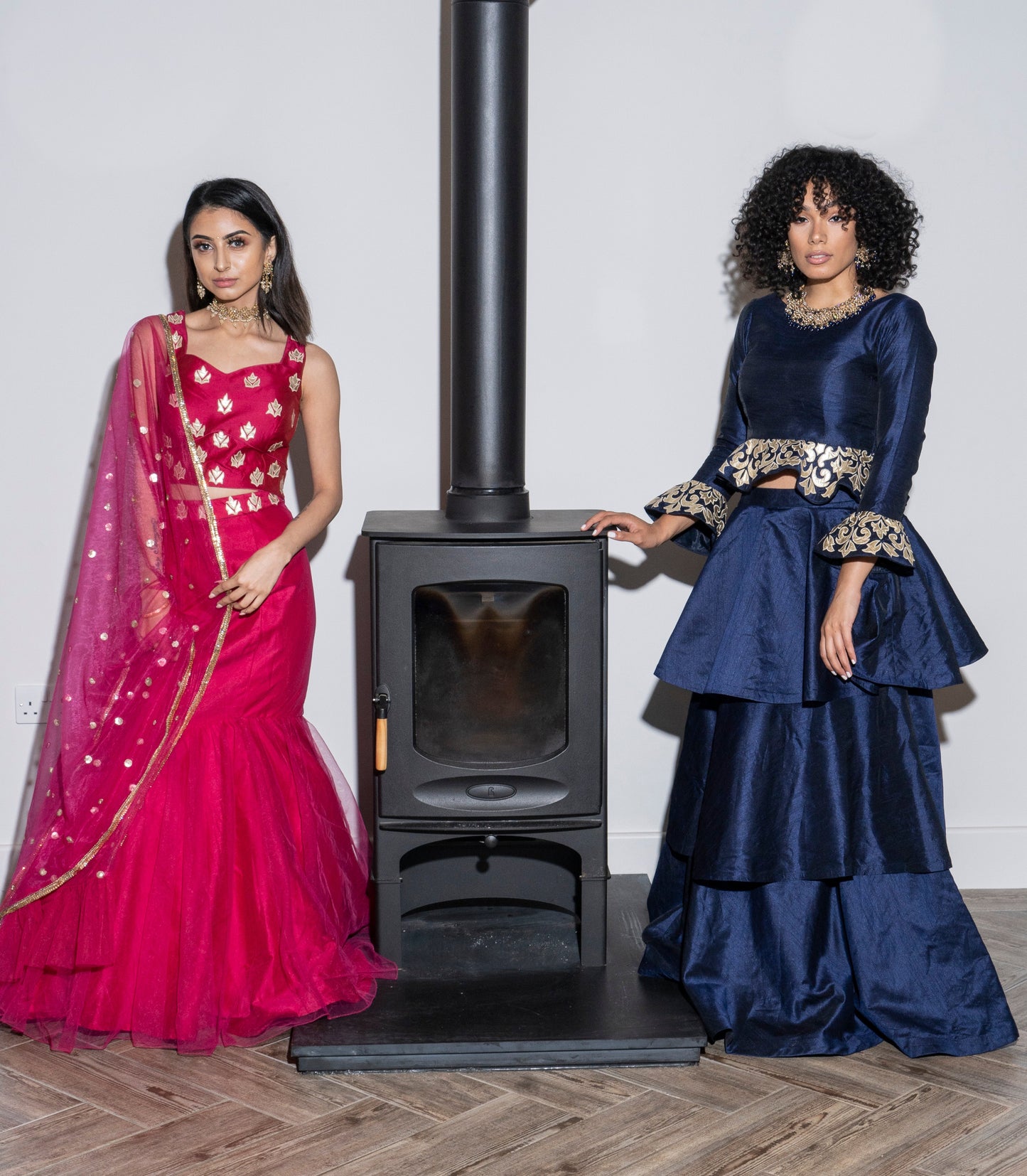 Sample Sale: Navy Blue Tired Lehenga